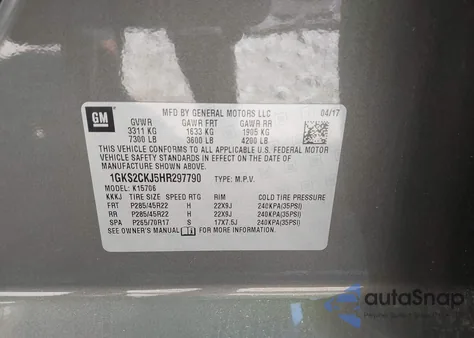 2017 GMC Yukon Denali from USA, damaged, VIN 1GKS2CKJ5HR297790